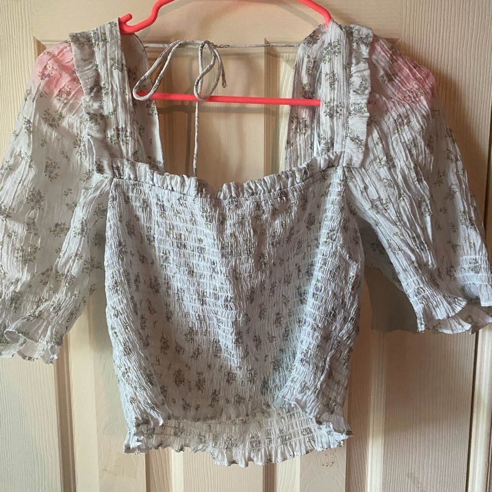 H&M floral crop top size medium .